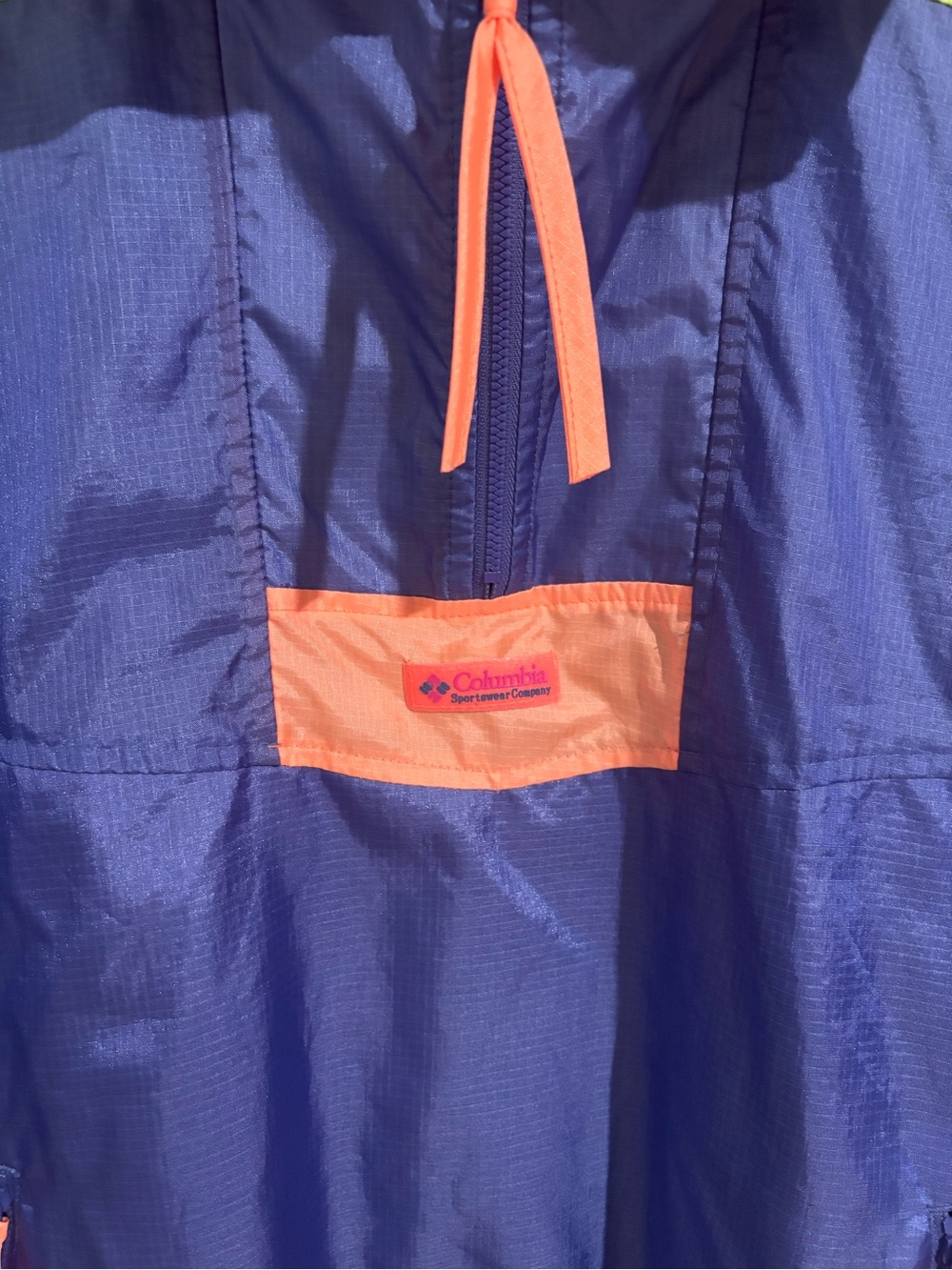 Columbia women’s 90’s vintage Windbreaker Jacket in Purple, Neon Green & Coral - Picture 4 of 8